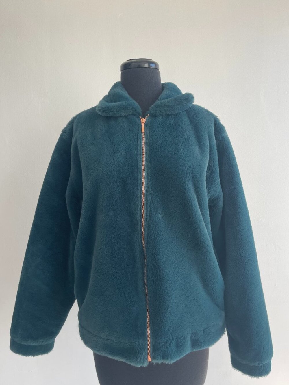 Zise Green Faux Fur Zip-up Jacker